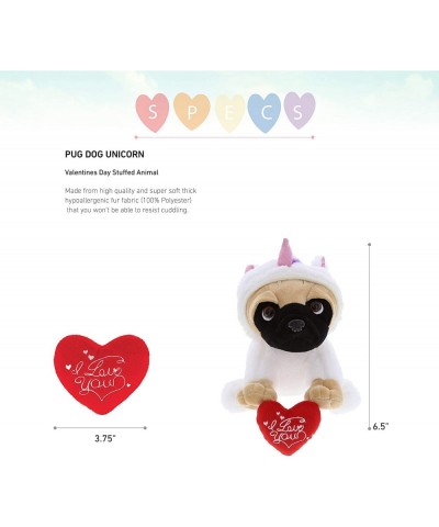 I Love You Pug Dog Unicorn Plush – Cute Dog Stuffed Animal with Red Heart and with Name Personalization for Valentine Anniver...