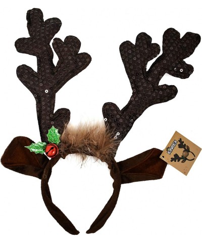 Christmas Reindeer Antlers Hat - Festive Reindeer Headbands made of Sequin Fabric- 13.5” x 10.5” Reindeer Antler Headbands Gr...