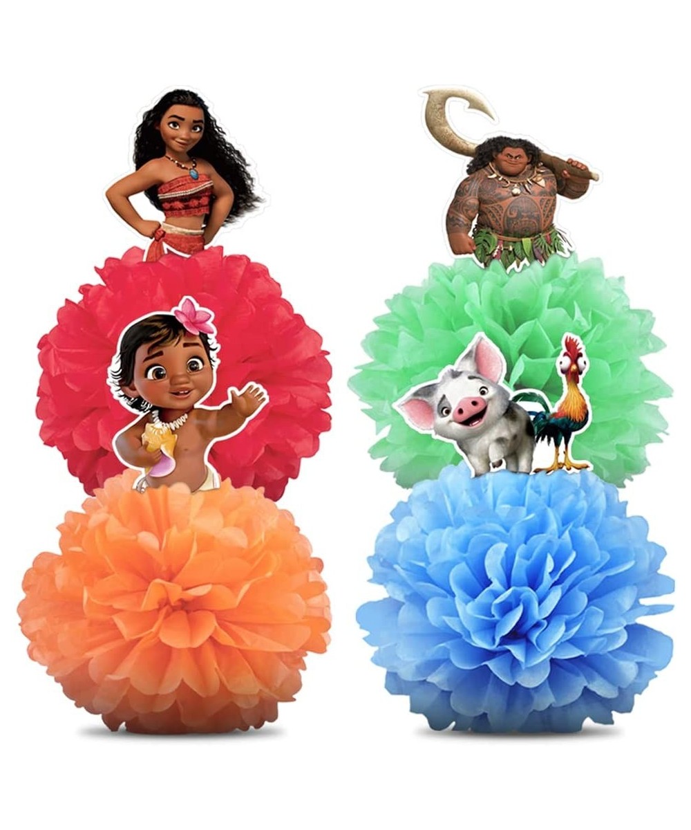 4 Party Decorations for Moana Centerpieces Theme Happy Birthday Table Decorations Pom Paper Flowers Favor $17.43 Kids' Party ...