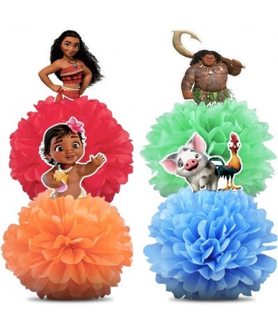 4 Party Decorations for Moana Centerpieces Theme Happy Birthday Table Decorations Pom Paper Flowers Favor $17.43 Kids' Party ...