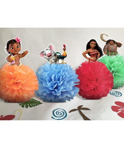 4 Party Decorations for Moana Centerpieces Theme Happy Birthday Table Decorations Pom Paper Flowers Favor $17.43 Kids' Party ...