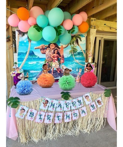 4 Party Decorations for Moana Centerpieces Theme Happy Birthday Table Decorations Pom Paper Flowers Favor $17.43 Kids' Party ...