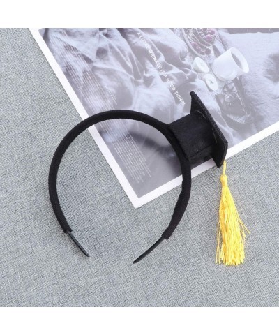 Mini Grad Cap Headbands Hair Band Funny Stereoscopic Headdress with Doctoral Hat Yellow Tassels for Graduation Birthday Party...