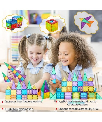 Magnetic Tiles 60PCS Magnetic Building Blocks for Kid 3D Magnet Building Tiles Clear Magnetic Blocks Construction Playboards ...