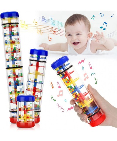 3 Pieces Rainmaker Rain Stick for Baby Shaker Sensory Auditory Musical Instrument Rattle Tube Plastic Toy for Boys and Girls ...