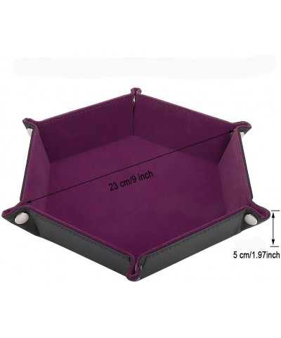 Dice Tray Dice Holder PU Leather Folding Rectangle Tray Purple Velvet for Dungeons and Dragons DND RPG MTG and Other Dice Gam...