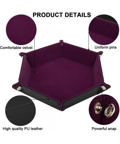 Dice Tray Dice Holder PU Leather Folding Rectangle Tray Purple Velvet for Dungeons and Dragons DND RPG MTG and Other Dice Gam...