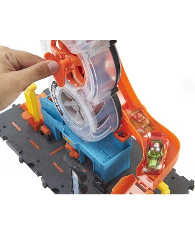 City Super Twist Tire Shop Playset Spin The Key to Make Cars Travel Through The Tires Includes 1 Car Gift for Kids 4 to 8 Yea...