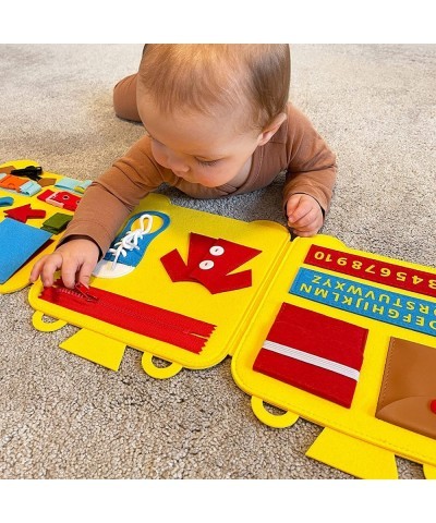 Felt Train Busy Board for Toddlers 2-4 Year Old - Montessori Busy Board with 22 Sensory Toys to Fine Motor Skills - Toddler T...