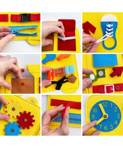 Felt Train Busy Board for Toddlers 2-4 Year Old - Montessori Busy Board with 22 Sensory Toys to Fine Motor Skills - Toddler T...