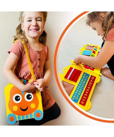 Felt Train Busy Board for Toddlers 2-4 Year Old - Montessori Busy Board with 22 Sensory Toys to Fine Motor Skills - Toddler T...