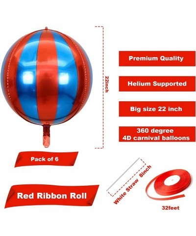 Red and Blue Carnival Balloons for Circus Theme Party Decorations Big 22 Inch 360 Degree 4D Circus Carnival Balloons for Birt...