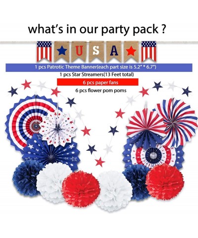 14 PSC Patriotic Party Decorations 4th of July American Flag Party Supplies Foldable Colorful Paper Fans Tissue Paper Pom Pom...