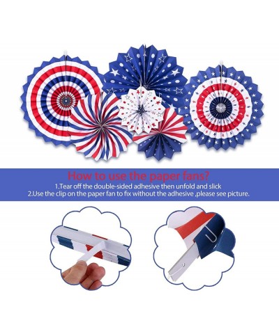 14 PSC Patriotic Party Decorations 4th of July American Flag Party Supplies Foldable Colorful Paper Fans Tissue Paper Pom Pom...