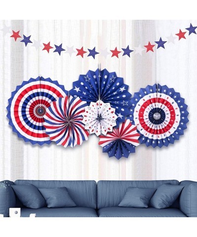 14 PSC Patriotic Party Decorations 4th of July American Flag Party Supplies Foldable Colorful Paper Fans Tissue Paper Pom Pom...