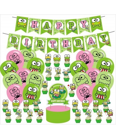 The Frog of Keroppi Birthday Party Decorations Cartoon Big-Eyed Frog Theme Birthday Supplies set with Happy Birthday Banner C...