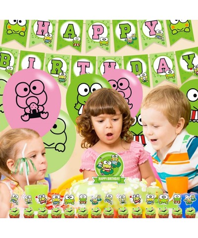 The Frog of Keroppi Birthday Party Decorations Cartoon Big-Eyed Frog Theme Birthday Supplies set with Happy Birthday Banner C...