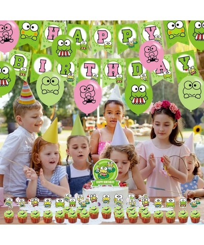 The Frog of Keroppi Birthday Party Decorations Cartoon Big-Eyed Frog Theme Birthday Supplies set with Happy Birthday Banner C...