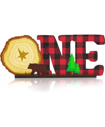 Lumberjack Wild ONE?Wooden?Table?Centerpieces Buffalo Plaid 1st Birthday Decorations Red Plaid One Year Old Birthday Party?Si...