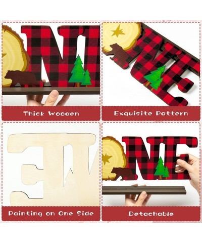 Lumberjack Wild ONE?Wooden?Table?Centerpieces Buffalo Plaid 1st Birthday Decorations Red Plaid One Year Old Birthday Party?Si...