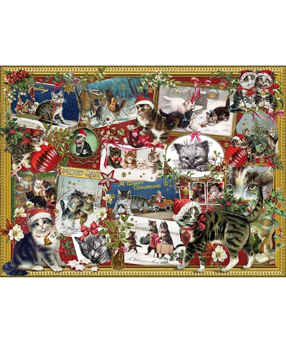 - 1000 Piece Jigsaw Puzzle for Adults 20" x 27" - Christmas Cats - 1000 pc Holiday Pet Kitten Winter Festive Collage Jigsaw b...