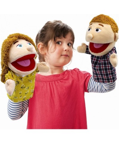 Family Hand Puppets Puppets for Kids Role Paly Family Members 13.4 INCH Multi-Ethnic Puppets Plush Soft Hand Puppets Family P...