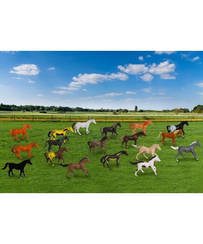 Horse Figures 18PCS Plastic Small Pony Animal Toys for Advent Calendar Science Project Learning Educational Toys Cake Topper ...