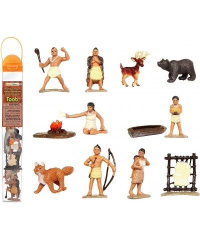 Safari Ltd Powhatan Indians TOOB With 12 Historical Figurine Toys Including a Camp Fire Powhatan Woman Cooking a Fox Stretche...