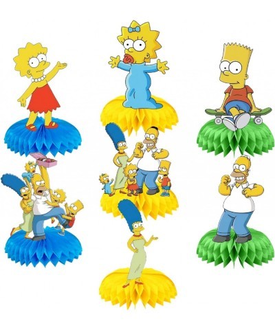 7 Pcs Simpsons Theme Honeycomb Centerpieces Table Toppers Simpsons 3D Double Side Cake Toppers Simpsons Table Centerpieces Ta...