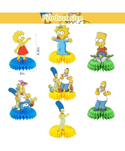 7 Pcs Simpsons Theme Honeycomb Centerpieces Table Toppers Simpsons 3D Double Side Cake Toppers Simpsons Table Centerpieces Ta...