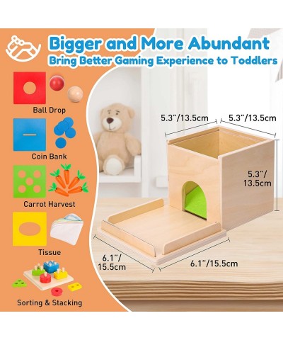 5 in 1 Play Kit Wooden Montessori Toys Object Permanence Box Baby Tissue Box Carrot Harvest Sorting Stacking Coin Box Toddler...