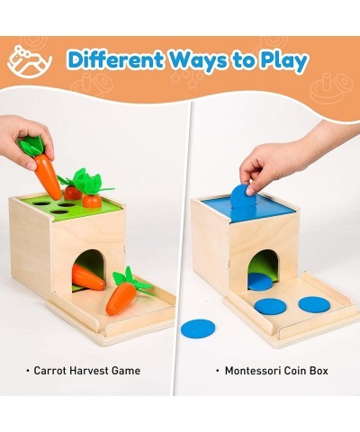 5 in 1 Play Kit Wooden Montessori Toys Object Permanence Box Baby Tissue Box Carrot Harvest Sorting Stacking Coin Box Toddler...