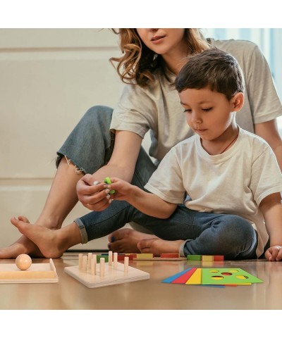 5 in 1 Play Kit Wooden Montessori Toys Object Permanence Box Baby Tissue Box Carrot Harvest Sorting Stacking Coin Box Toddler...