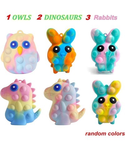 6 Pack Pop Fidget Toys 3D Silicone Squishy Toys Squeeze Stress Balls Dinosaur & Owl Toys Stress Anxiety Relief for Autistic K...