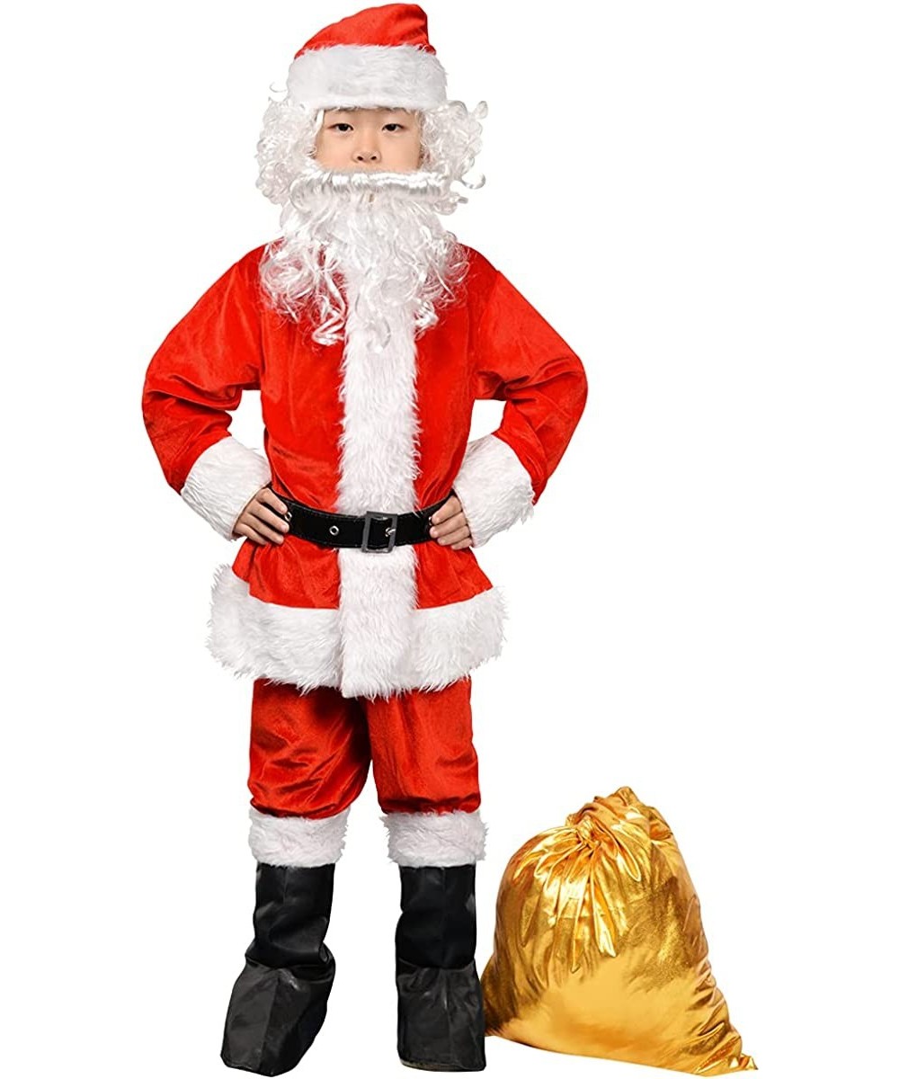 Children's Santa Claus Suit 8pc. Boys Child Velvet Christmas Costume for Kids Halloween Christmas Cosplay Fancy Party $28.82 ...