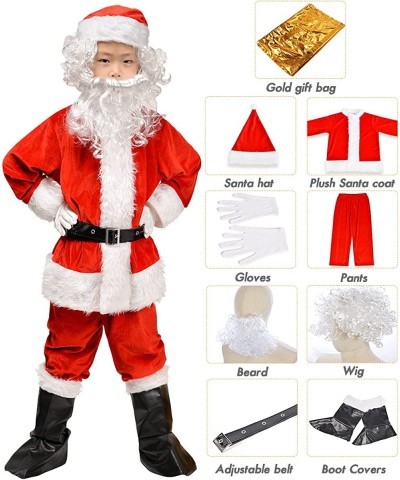 Children's Santa Claus Suit 8pc. Boys Child Velvet Christmas Costume for Kids Halloween Christmas Cosplay Fancy Party $28.82 ...