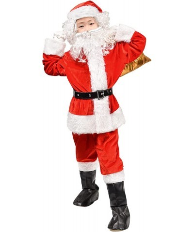 Children's Santa Claus Suit 8pc. Boys Child Velvet Christmas Costume for Kids Halloween Christmas Cosplay Fancy Party $28.82 ...