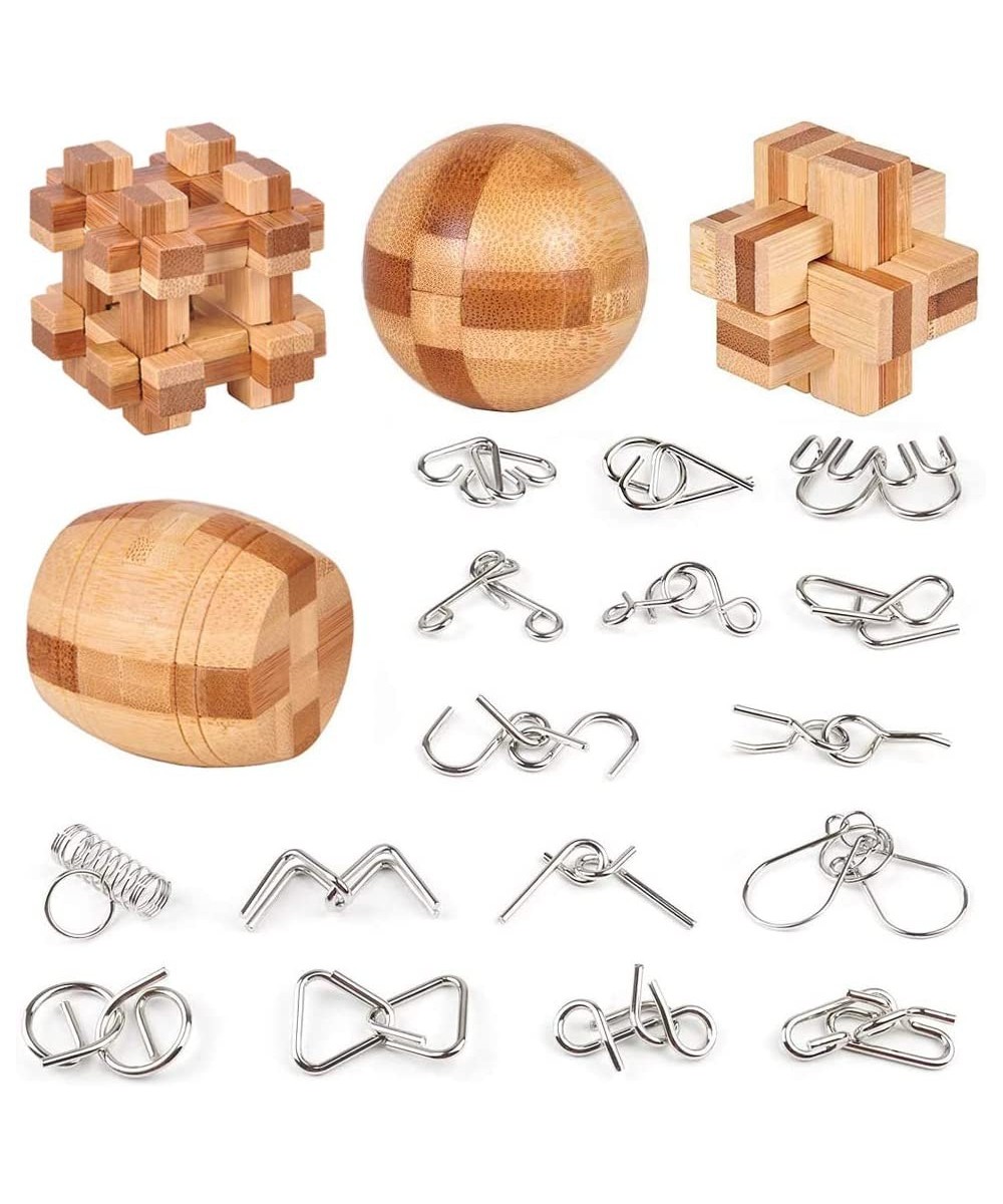 Brain Teaser Puzzle 20Pcs Unlock Interlock Game IQ Test Wooden Toy 3D Unlock Interlock Puzzle Magic Ball Brain Teaser Toy Puz...