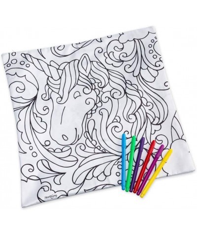 Color Pops Color-Your-Own Pillow Kit for Kids 15" sq. Machine Washable Canvas Pillow Cover Pillow Insert and Six Washable Mar...