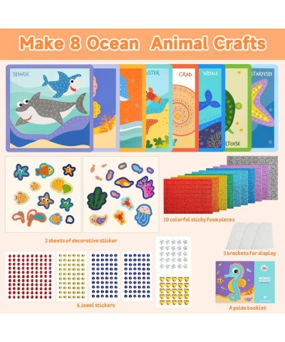 Mosaic Sticker 8 Sheets Ocean Animal Paint by Stickers for Kids Ages 3-8 Preschool Learning Activities Include Shark Crab Sti...