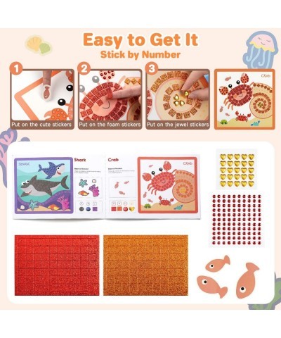 Mosaic Sticker 8 Sheets Ocean Animal Paint by Stickers for Kids Ages 3-8 Preschool Learning Activities Include Shark Crab Sti...