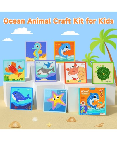 Mosaic Sticker 8 Sheets Ocean Animal Paint by Stickers for Kids Ages 3-8 Preschool Learning Activities Include Shark Crab Sti...