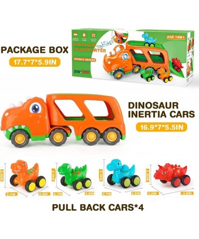 Toddler Car Toy for 2 3 4 5 Years Old Dinosaur Transport Carrier Truck with 4 Pack Small Pull Back Dino Car Friction Power Ve...