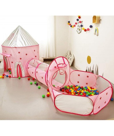 Toddler Tent Crawl Tunnel Ball Pit for Toddlers 3 in 1 Pop Up Girls Play Tent with Play Tunnel Basketball Hoop Playhouse for ...