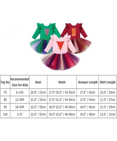 Baby Girls Sanderson Sisters Witch Costume First Halloween 1st Birthday Outfit Long Sleeve Romper Tutu Skirt Set Toddler Litt...