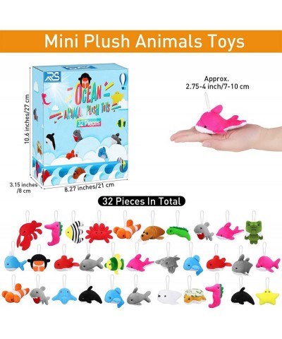 32 Pieces Mini Stuffed Ocean Animals Toys Set Mini Plush Animals Toys Sea Creatures Stuffed Playset Small Stuffed Animal Keyc...