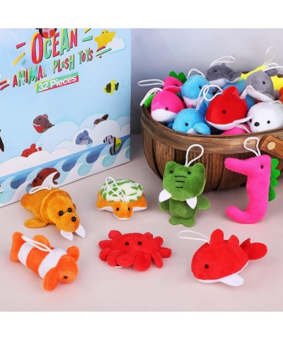 32 Pieces Mini Stuffed Ocean Animals Toys Set Mini Plush Animals Toys Sea Creatures Stuffed Playset Small Stuffed Animal Keyc...