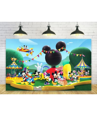 Mickey Mouse Clubhouse Backdrop for Birthday Party Decorations Park Baby Shower Background Cake Table Supplies Theme Banner 5...