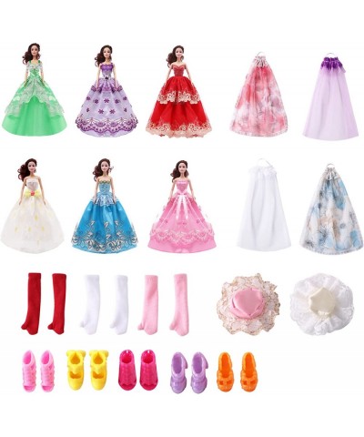 6 Handmade Clothes Doll Wedding Party Dress 4 Headdresses 2 Hats 3 Pairs of Gloves 5 Pairs of Shoes Suitable for 11.5 Inch Do...