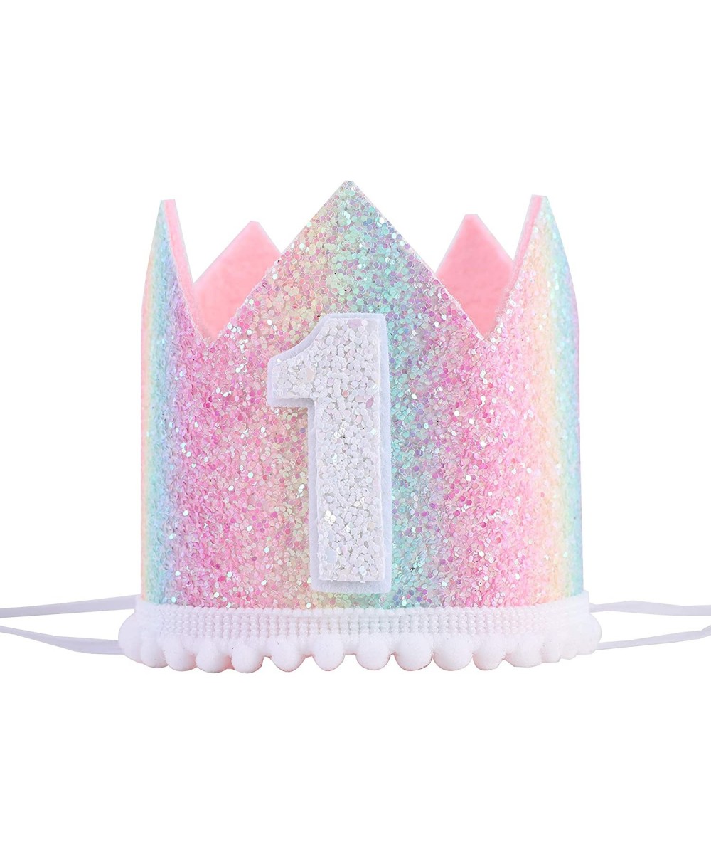 Baby 1st Birthday Rainbow hat - First Birthday Crown hat Baby Birthday Photo Props Mini Rainbow Crown Party Decorations Paste...